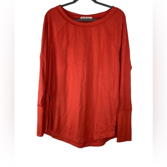 We The Free Tops - We the Free - Free People Snowy Thermal Shirt in Heatwave Orange Size L